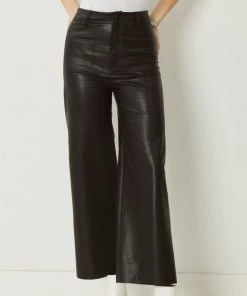She She Boutique Faux Leather Wide Leg Trouser - Black