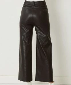 She She Boutique Faux Leather Wide Leg Trouser - Black