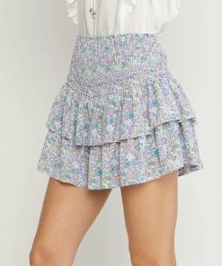 She She Boutique Floral Skirt - Blue