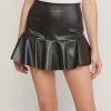 She She Boutique CLOTHING Faux Leather Tiered Skirt - Sand OR Black