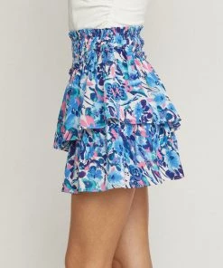 She She Boutique Tiered Mini Skirt - Magenta OR Blue