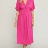 She She Boutique Half Sleeve Midi Dress - Black OR Fuchsia