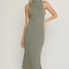 She She Boutique Ribbed Maxi Dress - Olive CLOTHING