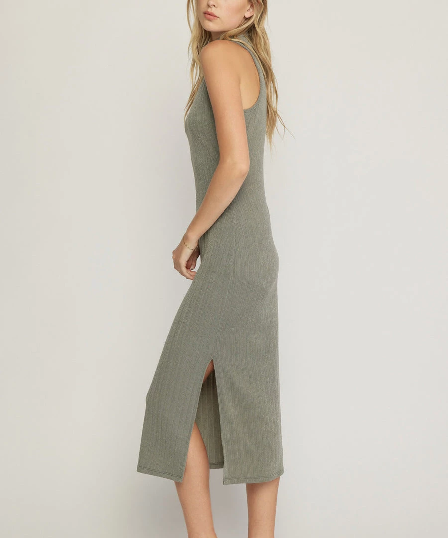 She She Boutique Ribbed Maxi Dress - Olive CLOTHING 5 She She Boutique Ribbed Maxi Dress - Olive CLOTHING