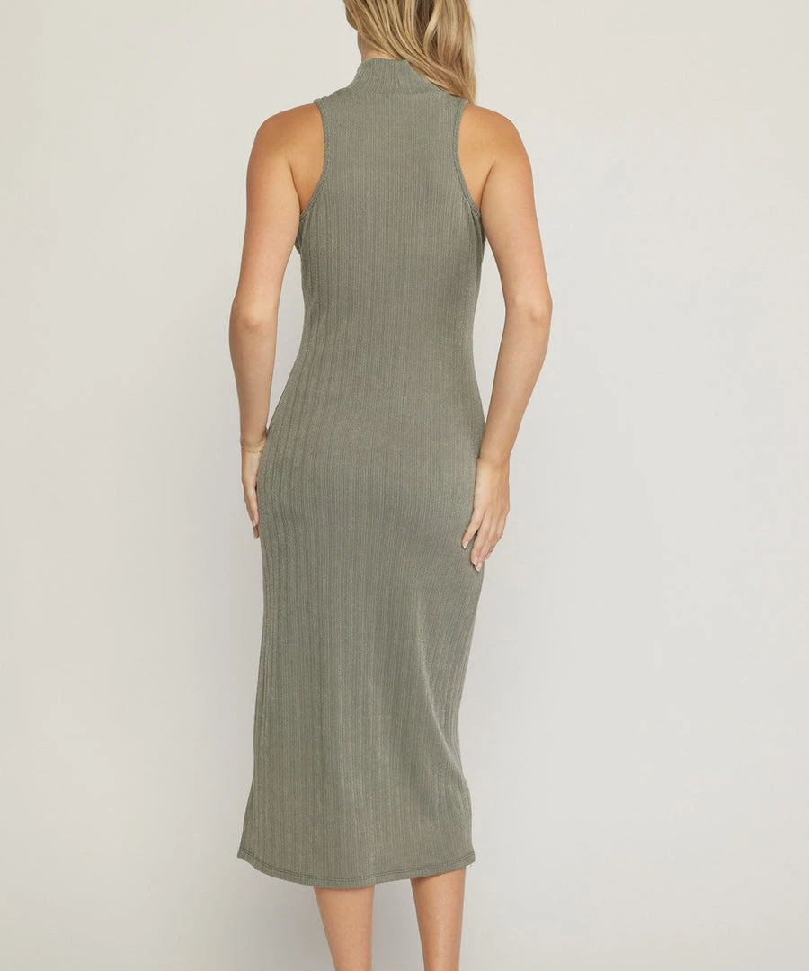She She Boutique Ribbed Maxi Dress - Olive CLOTHING 6 She She Boutique Ribbed Maxi Dress - Olive CLOTHING