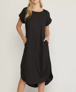 She She Boutique Textured Midi Dress - Olive OR Black