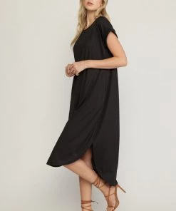 She She Boutique Textured Midi Dress - Olive OR Black