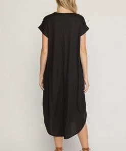 She She Boutique Textured Midi Dress - Olive OR Black