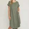 She She Boutique Textured Midi Dress - Olive OR Black 2 She She Boutique Textured Midi Dress - Olive OR Black