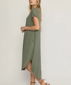 She She Boutique Textured Midi Dress - Olive OR Black