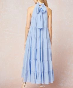 She She Boutique CLOTHING Tiered Maxi Dress - Baby Blue
