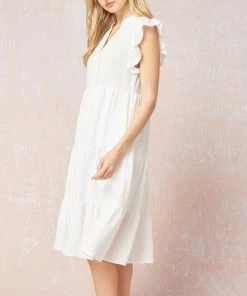 She She Boutique Tiered Midi Dress - Blue OR Off White CLOTHING