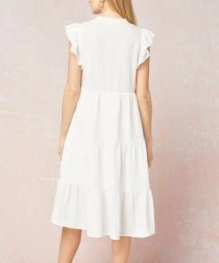 She She Boutique Tiered Midi Dress - Blue OR Off White CLOTHING