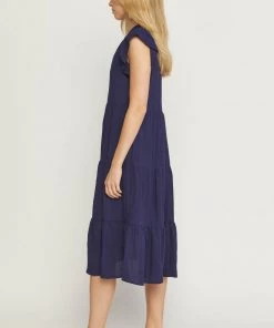 She She Boutique Tiered Midi Dress - Navy CLOTHING