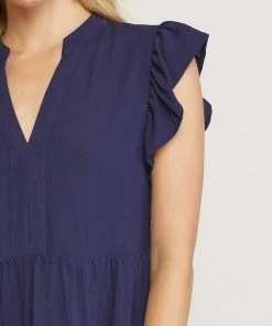 She She Boutique Tiered Midi Dress - Navy CLOTHING