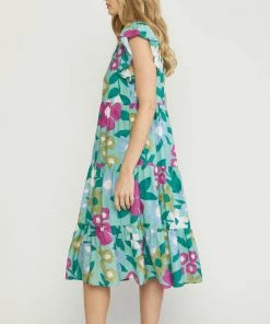 She She Boutique CLOTHING Floral Midi Dress - Off White OR Sage