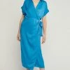 She She Boutique Satin Wrap Dress - Cobalt Blue CLOTHING 2 She She Boutique Satin Wrap Dress - Cobalt Blue CLOTHING