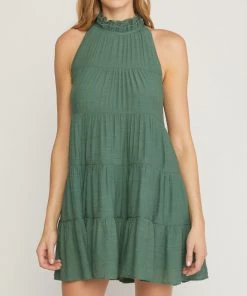 She She Boutique Sleeveless Mock Neck Dress - Hunter Green OR Orchid 14 She She Boutique Sleeveless Mock Neck Dress - Hunter Green OR Orchid