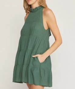 She She Boutique Sleeveless Mock Neck Dress - Hunter Green OR Orchid 15 She She Boutique Sleeveless Mock Neck Dress - Hunter Green OR Orchid