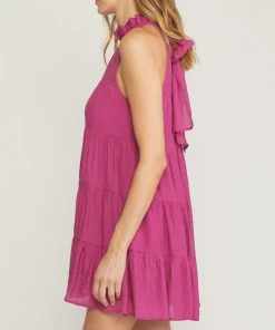 She She Boutique Sleeveless Mock Neck Dress - Hunter Green OR Orchid 12 She She Boutique Sleeveless Mock Neck Dress - Hunter Green OR Orchid