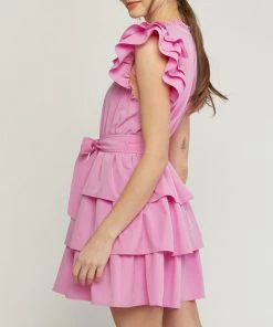 She She Boutique CLOTHING Ruffle Dress - Pink