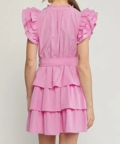 She She Boutique CLOTHING Ruffle Dress - Pink