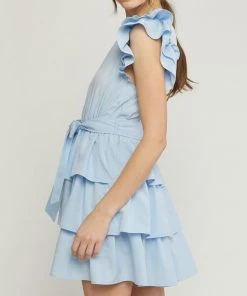 She She Boutique Ruffle Dress - Baby Blue CLOTHING