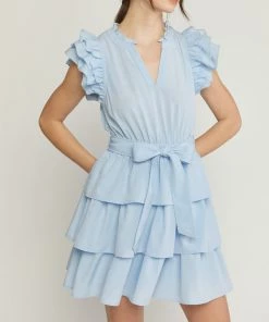She She Boutique Ruffle Dress - Baby Blue CLOTHING