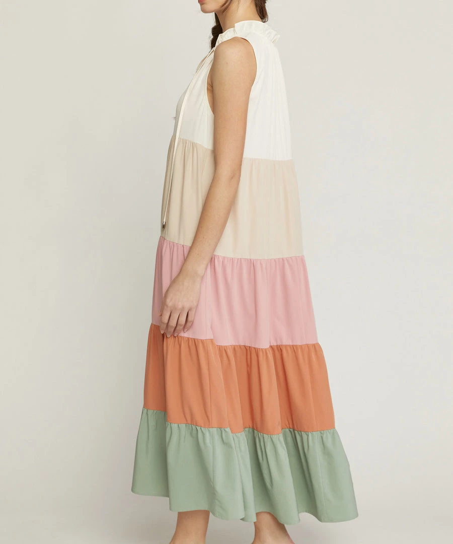She She Boutique CLOTHING Colorblock Maxi Dress - Cream Combo 5 She She Boutique CLOTHING Colorblock Maxi Dress - Cream Combo