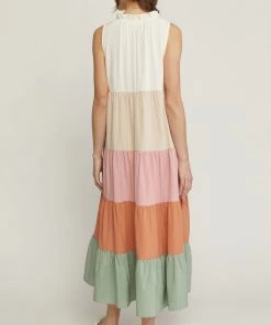 She She Boutique CLOTHING Colorblock Maxi Dress - Cream Combo 9 She She Boutique CLOTHING Colorblock Maxi Dress - Cream Combo
