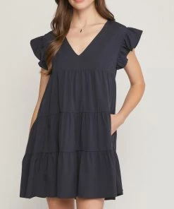 She She Boutique Tiered Dress- Hunter Green, Black OR Clay 18 She She Boutique Tiered Dress- Hunter Green, Black OR Clay