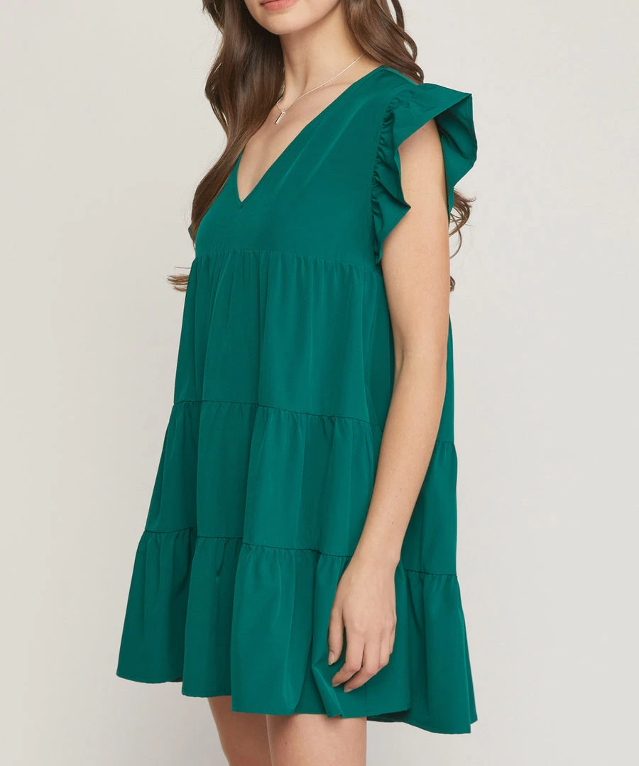 She She Boutique Tiered Dress- Hunter Green, Black OR Clay 4 She She Boutique Tiered Dress- Hunter Green, Black OR Clay