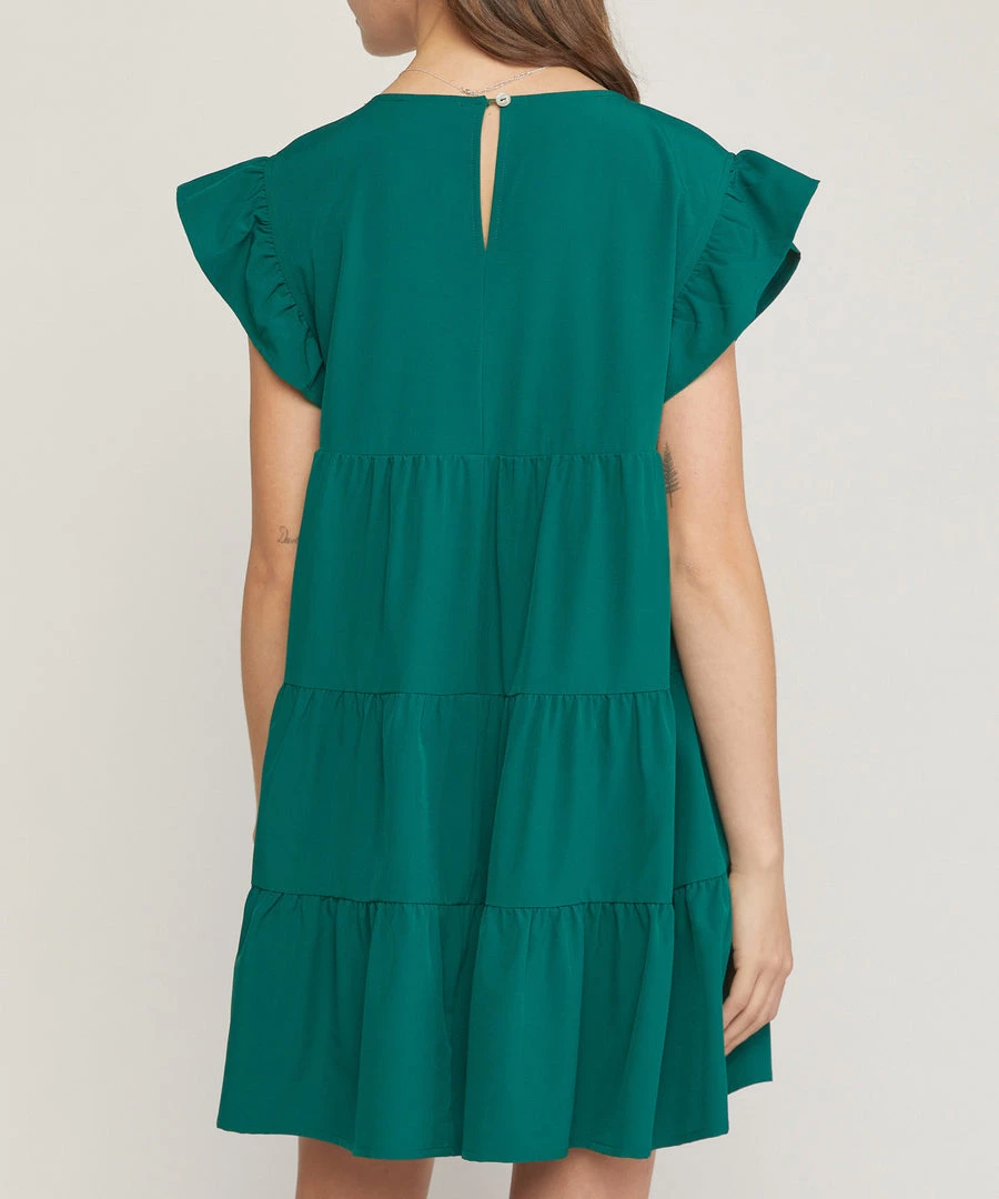 She She Boutique Tiered Dress- Hunter Green, Black OR Clay 5 She She Boutique Tiered Dress- Hunter Green, Black OR Clay