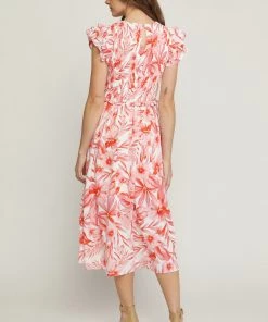 She She Boutique CLOTHING Floral Midi Dress - White Multi