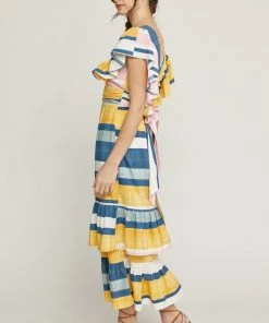 She She Boutique Stripe Maxi Dress - Gold/Teal CLOTHING