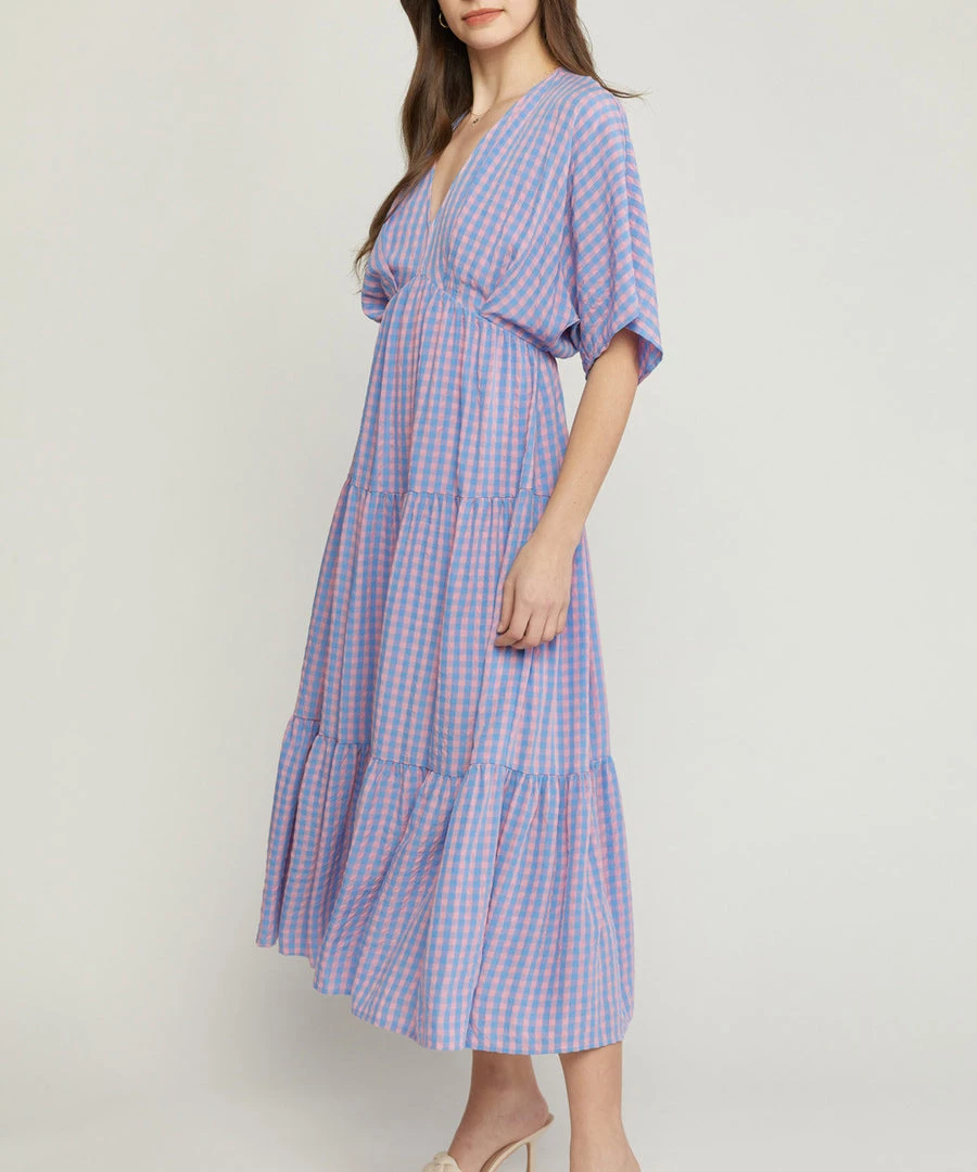 She She Boutique CLOTHING Gingham Maxi Dress - Blue 4 She She Boutique CLOTHING Gingham Maxi Dress - Blue