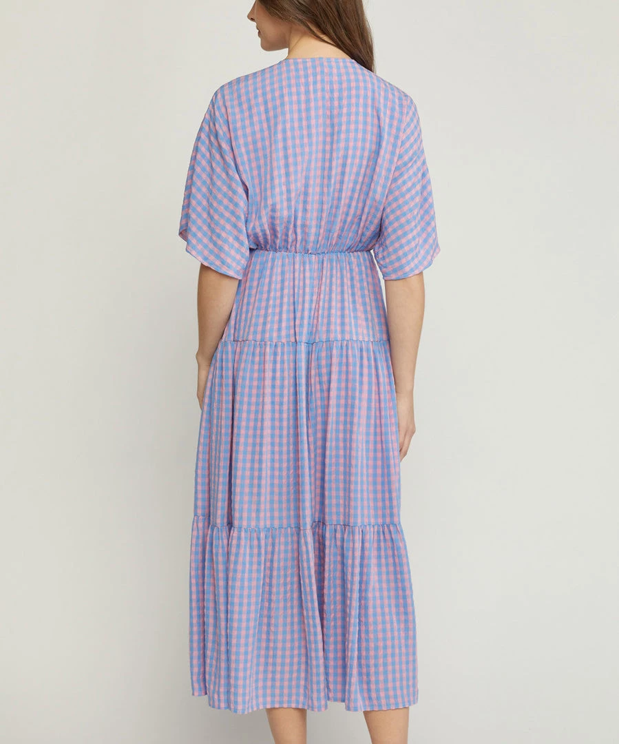 She She Boutique CLOTHING Gingham Maxi Dress - Blue 5 She She Boutique CLOTHING Gingham Maxi Dress - Blue