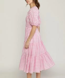 She She Boutique CLOTHING Gingham Dress - Pink