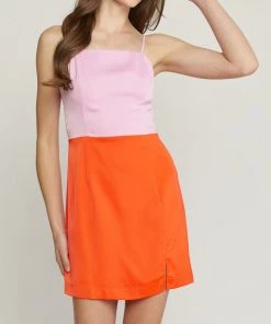 She She Boutique CLOTHING Color Block Shift Dress - Red/Pink