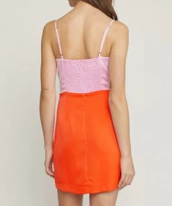 She She Boutique CLOTHING Color Block Shift Dress - Red/Pink