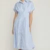 She She Boutique CLOTHING Stripe Button Down Dress - Blue