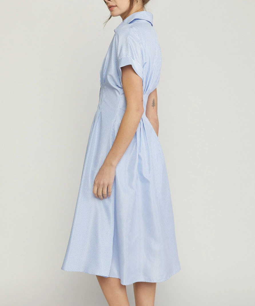 She She Boutique CLOTHING Stripe Button Down Dress - Blue 5 She She Boutique CLOTHING Stripe Button Down Dress - Blue