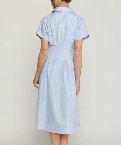 She She Boutique CLOTHING Stripe Button Down Dress - Blue 9 She She Boutique CLOTHING Stripe Button Down Dress - Blue