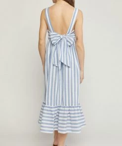 She She Boutique Striped Midi Dress - Sage OR Blue CLOTHING 15 She She Boutique Striped Midi Dress - Sage OR Blue CLOTHING