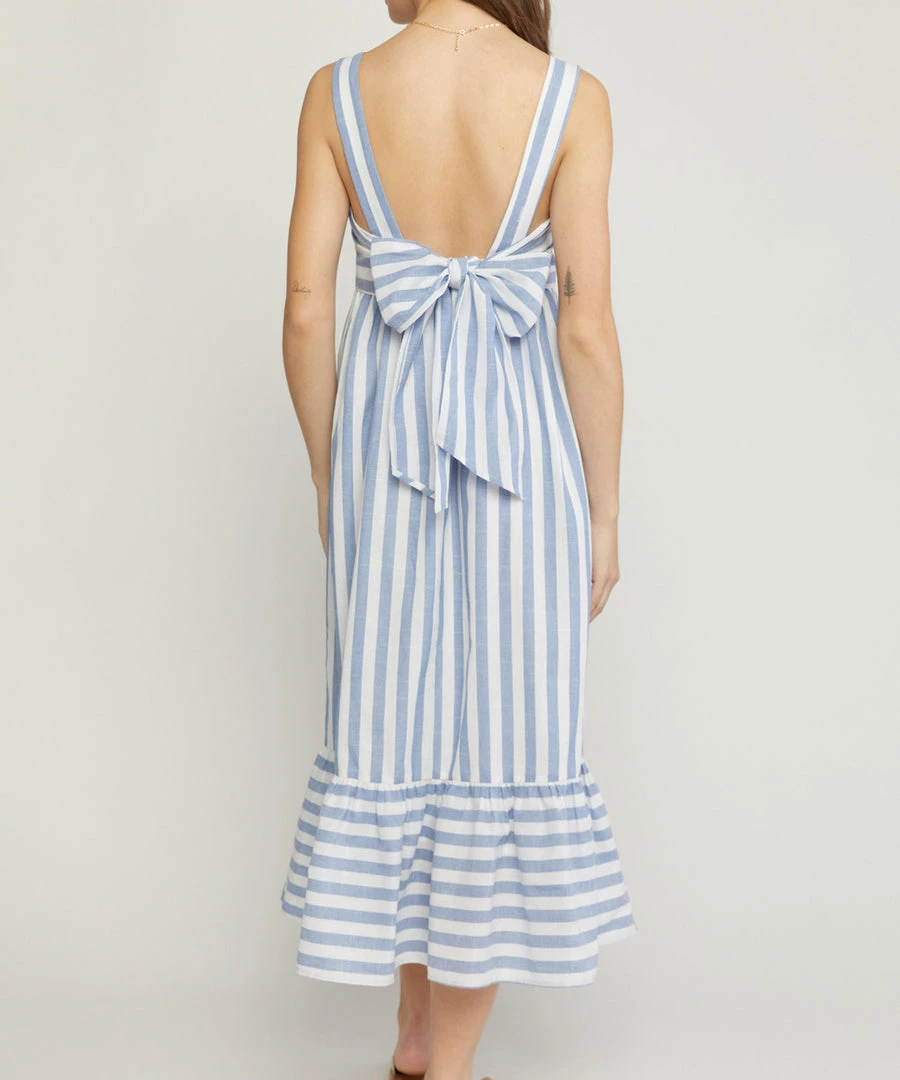She She Boutique Striped Midi Dress - Sage OR Blue CLOTHING 9 She She Boutique Striped Midi Dress - Sage OR Blue CLOTHING