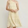 She She Boutique CLOTHING Printed One Shoulder Dress - Lemon