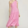 She She Boutique CLOTHING One Shoulder Dress - Bubble Gum