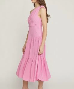 She She Boutique CLOTHING One Shoulder Dress - Bubble Gum