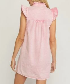 She She Boutique Denim Mini Dress - Pink CLOTHING