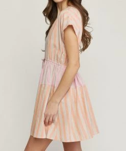 She She Boutique CLOTHING Striped Dress - Orange Multi